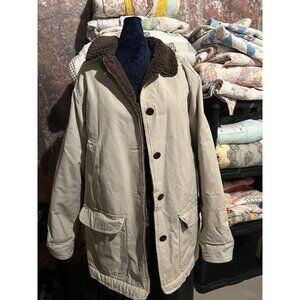 Vintage L.L. Bean Chore Jacket Womens L Canvas Sherpa Fleece Lined Barn Coat